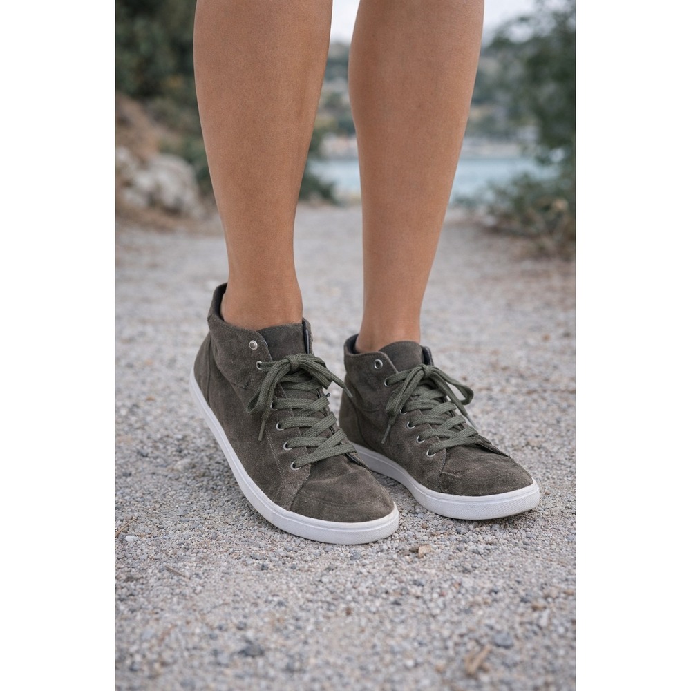 Frye & Co Green Sindy Moto High Top Suede Sneaker Women's size 9.5